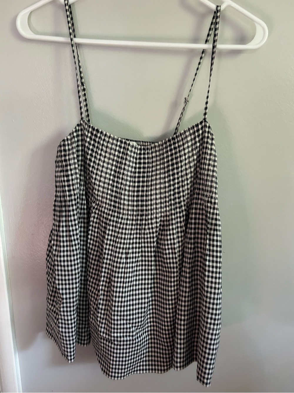 Reformation Black and White Gingham Spaghetti Strap Top